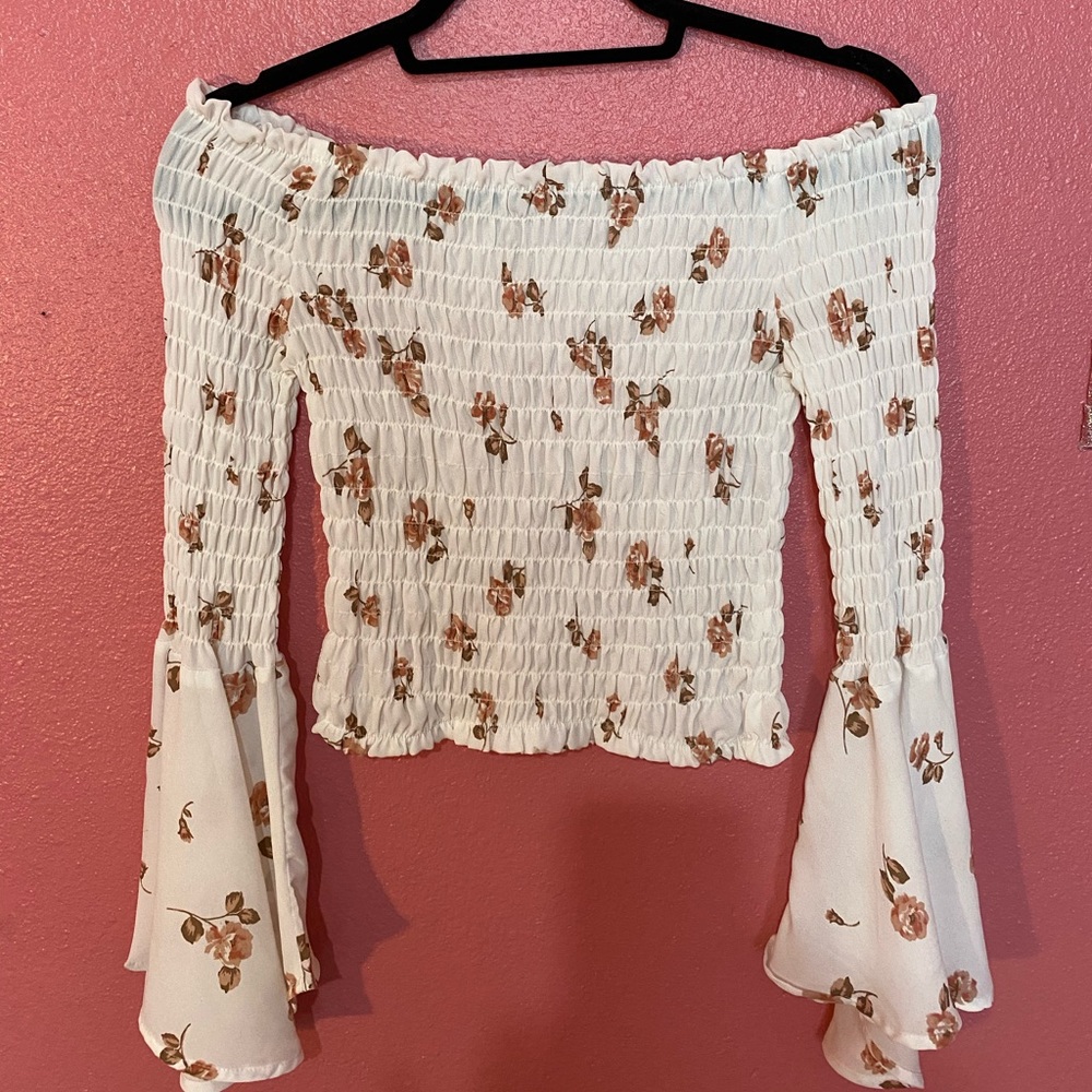 Cropped off shoulder shirt